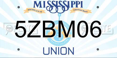 5ZBM06 Mississippi License Plate