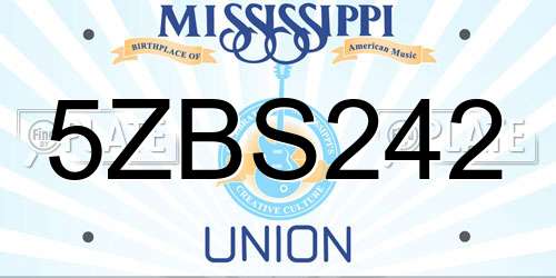 5ZBS242 Mississippi License Plate