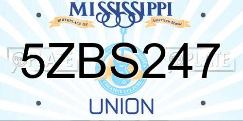 5ZBS247 Mississippi License Plate