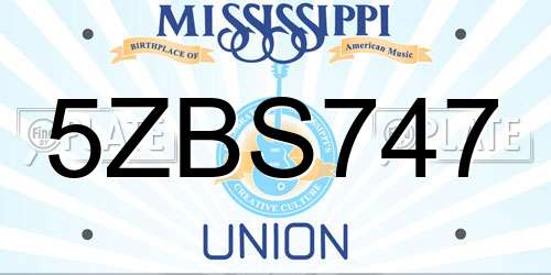 5ZBS747 Mississippi License Plate