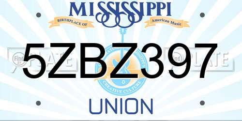 5ZBZ397 Mississippi License Plate