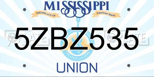 5ZBZ535 Mississippi License Plate