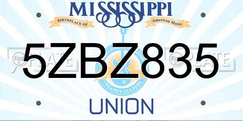 5ZBZ835 Mississippi License Plate