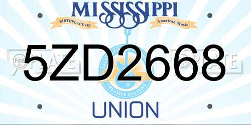 5ZD2668 Mississippi License Plate