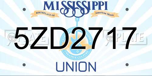 5ZD2717 Mississippi License Plate