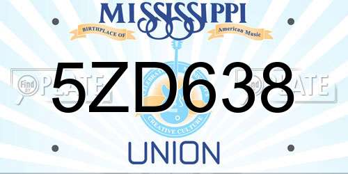 5ZD638 Mississippi License Plate