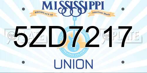 5ZD7217 Mississippi License Plate