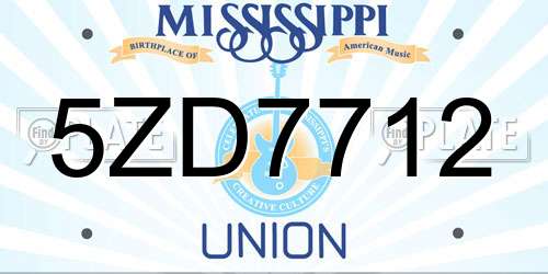 5ZD7712 Mississippi License Plate