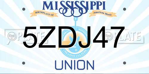 5ZDJ47 Mississippi License Plate