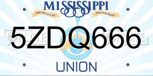 5ZDQ666 Mississippi License Plate