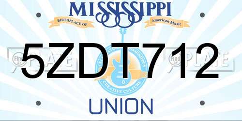 5ZDT712 Mississippi License Plate