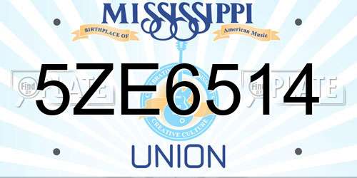 5ZE6514 Mississippi License Plate