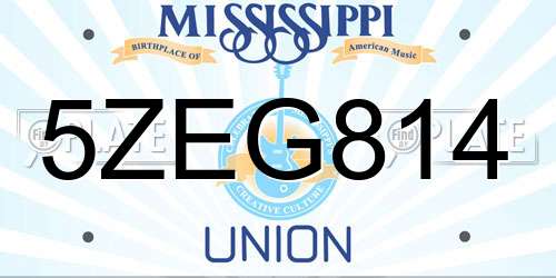 5ZEG814 Mississippi License Plate