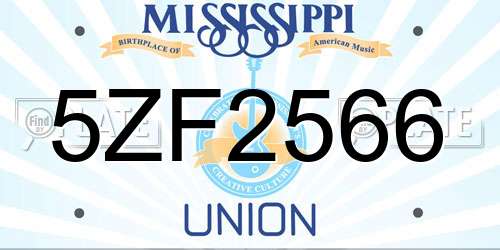5ZF2566 Mississippi License Plate