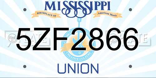 5ZF2866 Mississippi License Plate