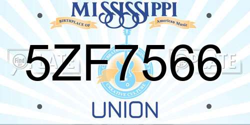 5ZF7566 Mississippi License Plate