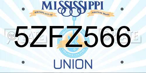 5ZFZ566 Mississippi License Plate