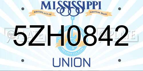5ZH0842 Mississippi License Plate