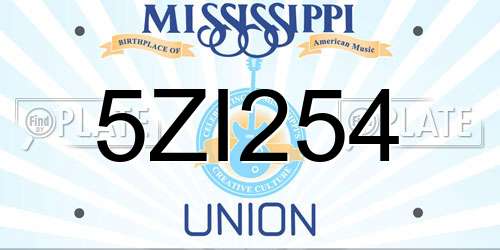 5ZI254 Mississippi License Plate
