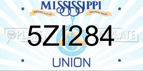 5ZI284 Mississippi License Plate