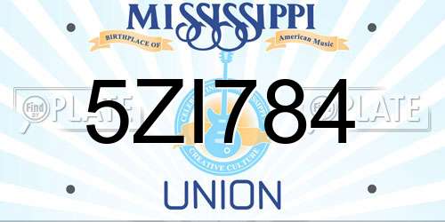 5ZI784 Mississippi License Plate