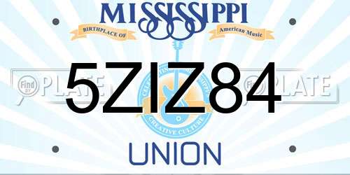 5ZIZ84 Mississippi License Plate