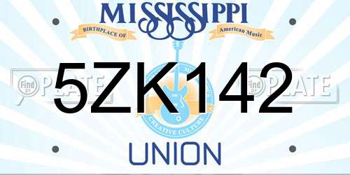 5ZK142 Mississippi License Plate