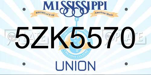 5ZK5570 Mississippi License Plate