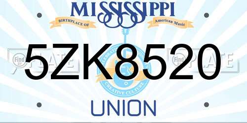 5ZK8520 Mississippi License Plate