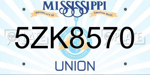5ZK8570 Mississippi License Plate