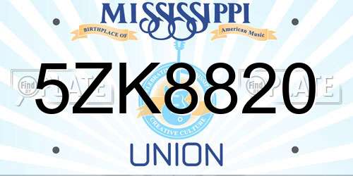 5ZK8820 Mississippi License Plate