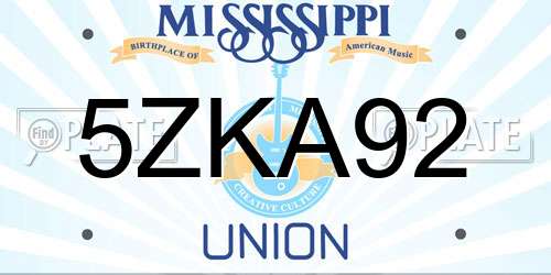5ZKA92 Mississippi License Plate