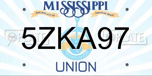 5ZKA97 Mississippi License Plate