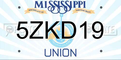 5ZKD19 Mississippi License Plate