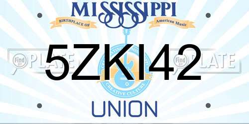 5ZKI42 Mississippi License Plate