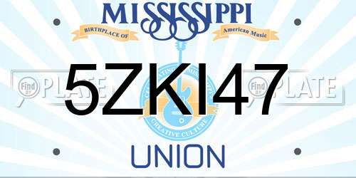 5ZKI47 Mississippi License Plate