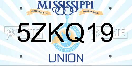 5ZKQ19 Mississippi License Plate