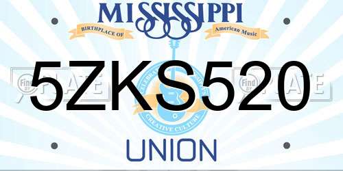 5ZKS520 Mississippi License Plate