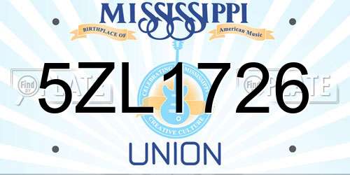 5ZL1726 Mississippi License Plate