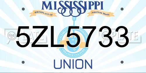 5ZL5733 Mississippi License Plate