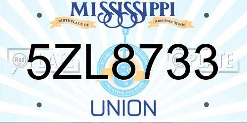 5ZL8733 Mississippi License Plate