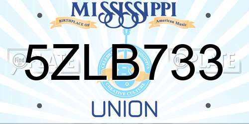 5ZLB733 Mississippi License Plate