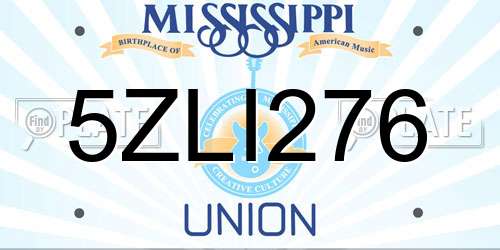 5ZLI276 Mississippi License Plate