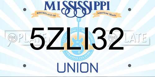 5ZLI32 Mississippi License Plate