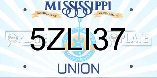 5ZLI37 Mississippi License Plate