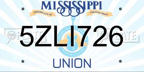 5ZLI726 Mississippi License Plate
