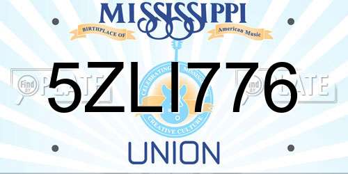 5ZLI776 Mississippi License Plate