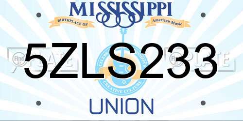 5ZLS233 Mississippi License Plate