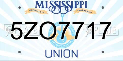 5ZO7717 Mississippi License Plate