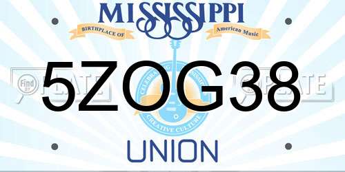 5ZOG38 Mississippi License Plate